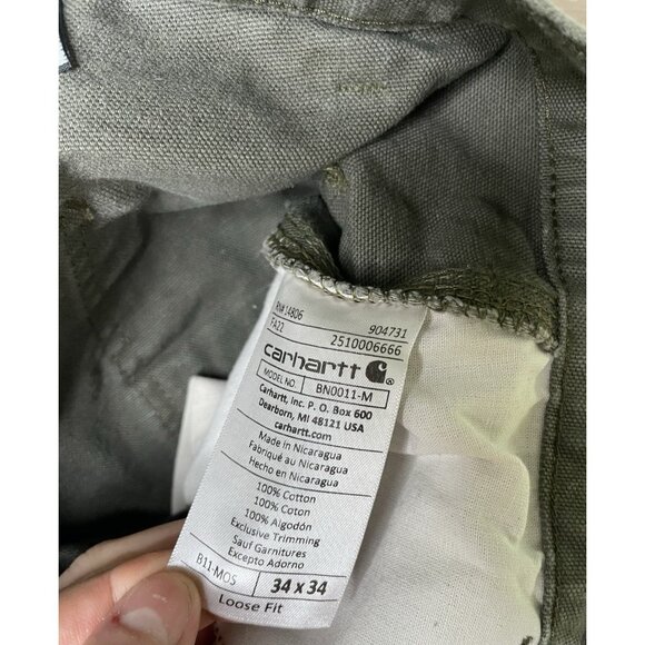 Vintage Carhartt Pants Mens 34x28 Green Dungaree B11 MOS Work Loose Carpenter - Picture 3 of 8